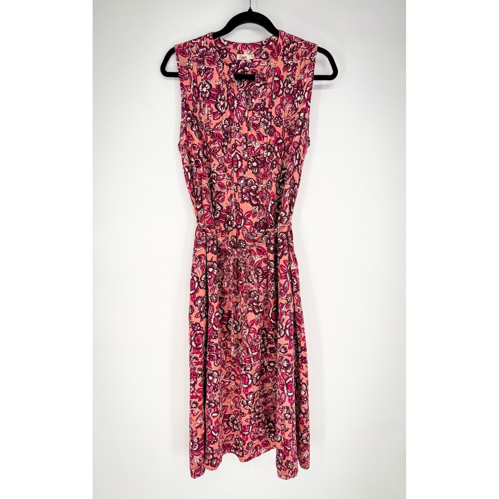 Faherty Isha Linen Blend Floral Coastal Boho Midi Dress Desert Bloom Size S - Picture 5 of 9